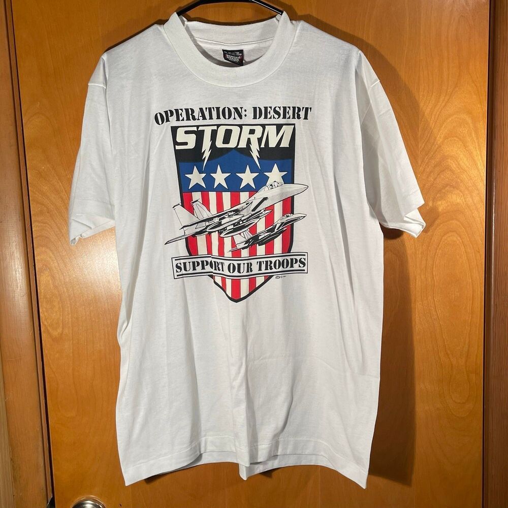 Vintage Operation Desert Storm Support Our Troops Shirt Screen Stars XL USA